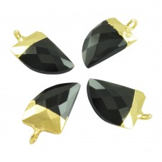 Black onyx tiger nail shape electro gold plated gemstone charm pendant